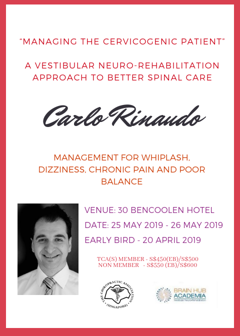 Carlo Rinaudo “The Management of the Cerviocogenic patient from a Vestibularneuro-Rehabilitation Approach” – 25,26th May 2019