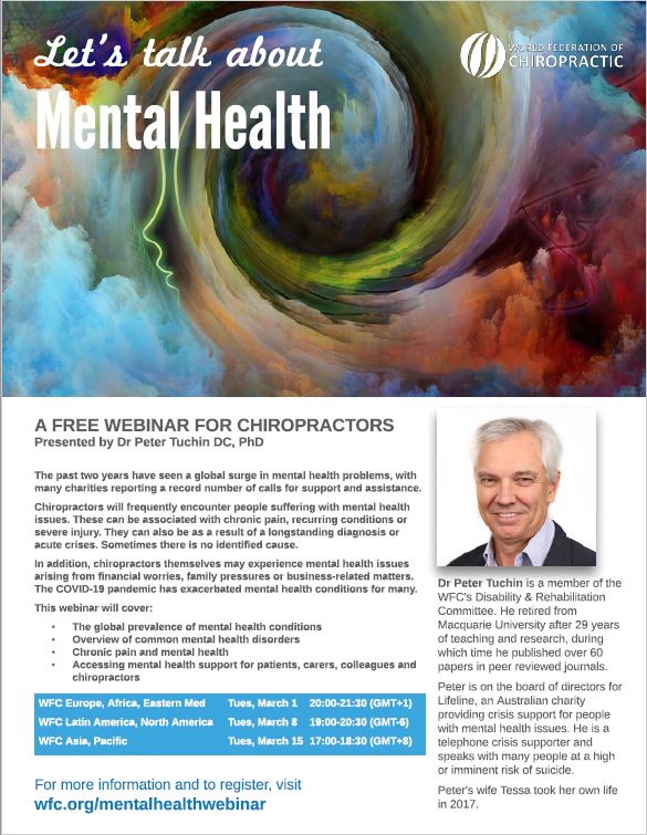 World Ferderation of Chiropractic Mental Health Webinar By Peter Tuchin 15th March 2022